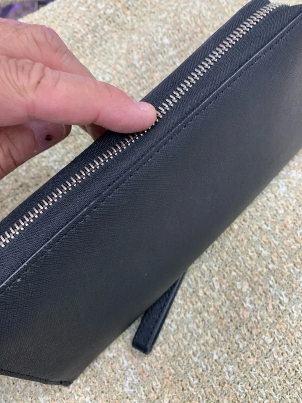 Michael Kors Black Saffiano Leather Zip Wristlet